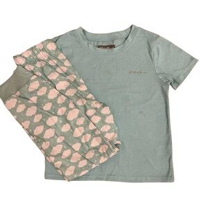 4/$25 Eddie Bauer 2 Piece Pajama Set Girls Small 7/8 Blue White Clouds